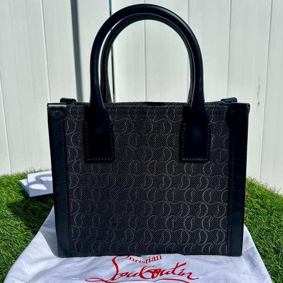 CHRISTIAN LOUBOUTIN BY MY SIDE TOTE BAG W/CROSSBODY STRAP BLACK CL MONOGRAM NEW - Picture 2 of 16